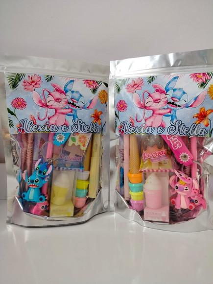 Kit Presente Papelaria Fofa Saquinho Lembrancinha Stitch