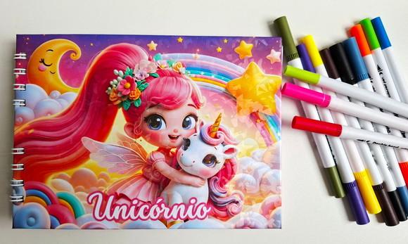 Livro de Colorir Personalizado Capa Dura Unicórnio