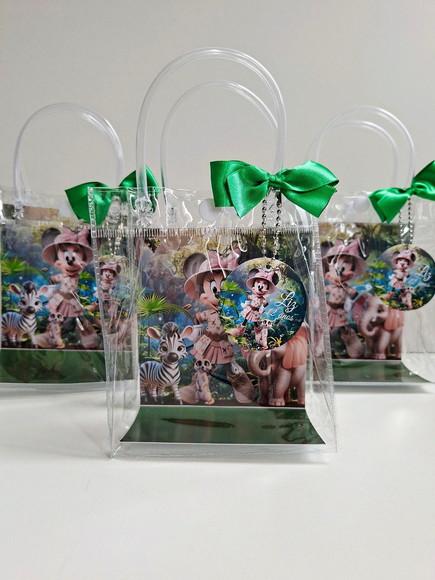Sacolinha Cristal Personalizada 15x13 Minnie Safari