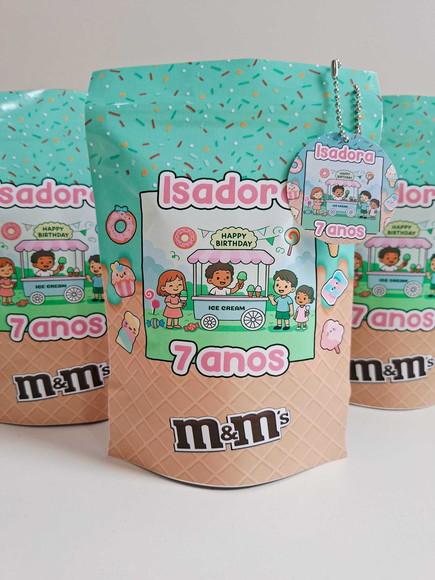 Saquinho Zip + Tag com M&ms 12x20 Doces