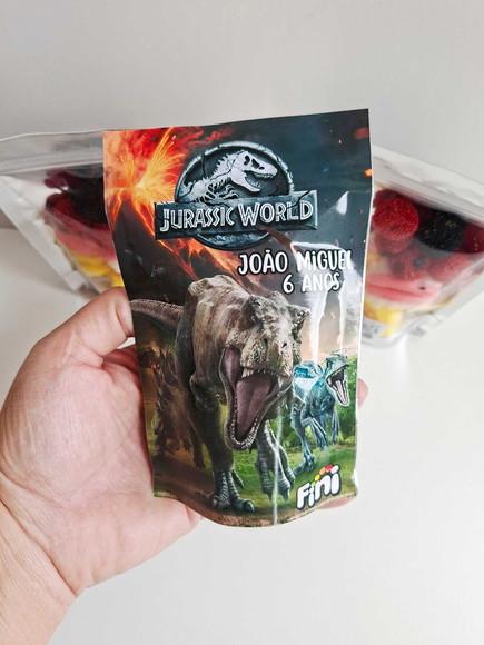 Saquinho Zip com Bala Fini 10x15 Dinossauro