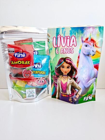 Saquinho Zip com Bala Fini 12x19,5cm Academia Unicórnio