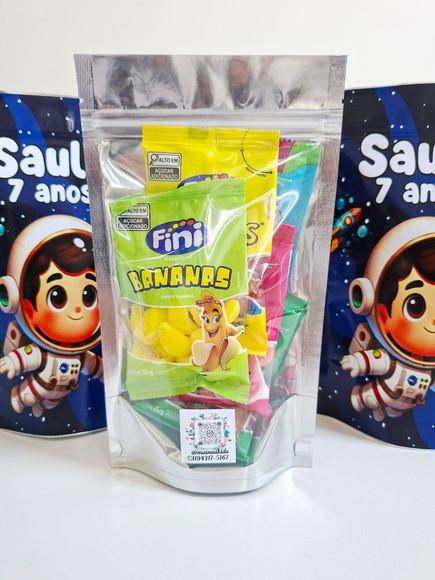 Saquinho Zip com Bala Fini 12x20 Astronauta