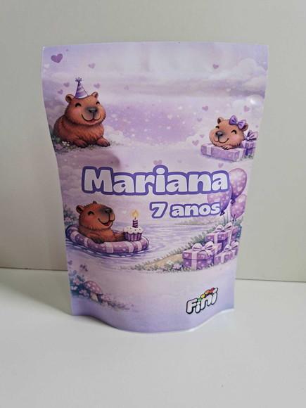 Saquinho Zip com Bala Fini 13x18cm Capivara