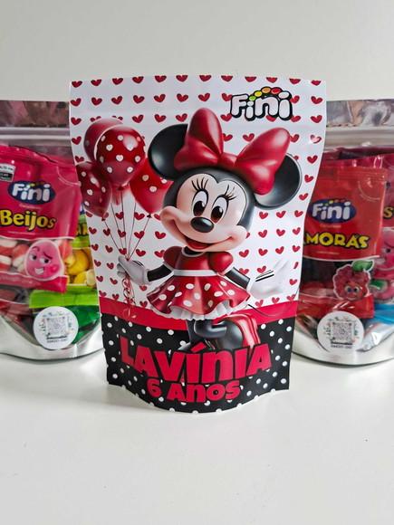 Saquinho Zip com Bala Fini 13x18cm Minnie