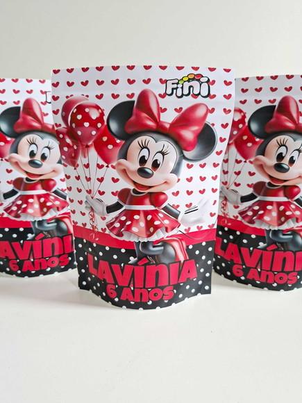 Saquinho Zip com Bala Fini 13x18cm Minnie