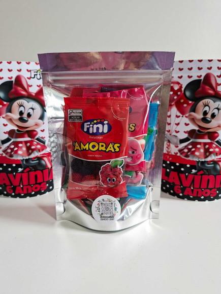 Saquinho Zip com Bala Fini 13x18cm Minnie