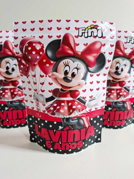 Saquinho Zip com Bala Fini 13x18cm Minnie