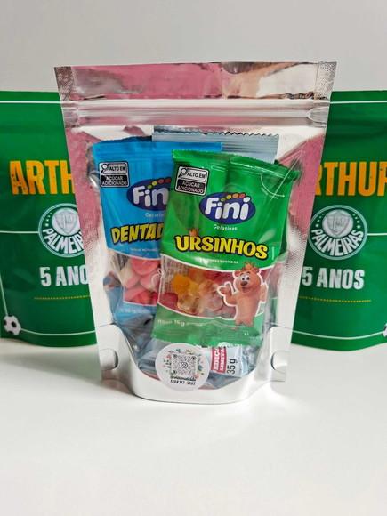 Saquinho Zip com Bala Fini 13x18cm Time de Futebol