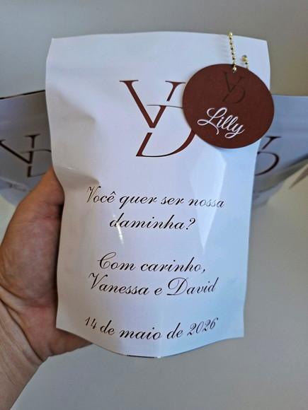 Saquinho Zip com Fini e Tag 13x18cm Casamento