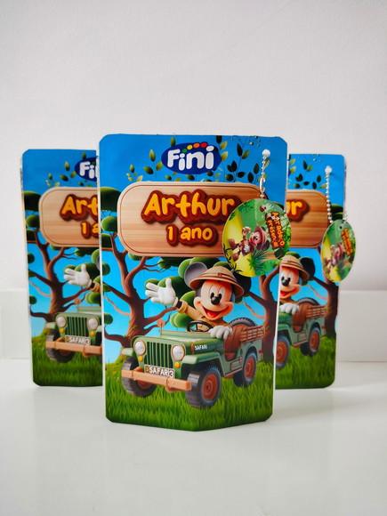 Saquinho Zip com Tag 10x15 Mickey