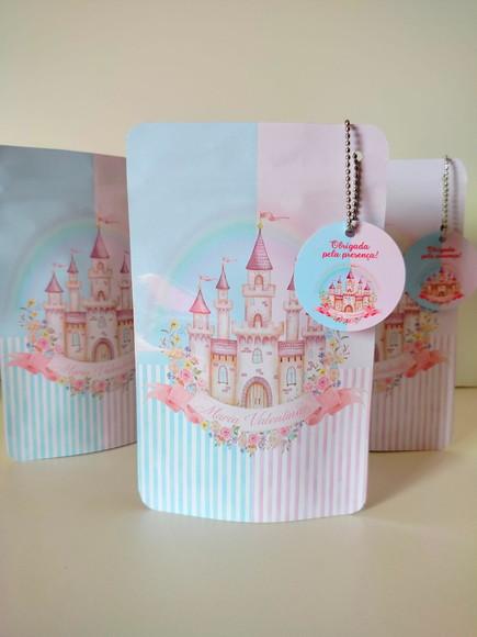 Saquinho Zip com Tag Lembrancinha 12x19,5 Castelo