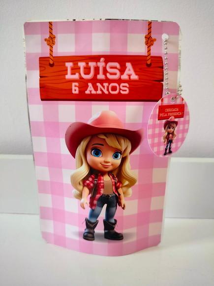 Saquinho Zip com Tag Lembrancinha 12x19,5 Boiadeira Loira