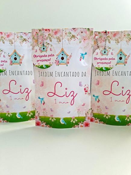Saquinho Zip com Tag Lembrancinha 12x19,5 Jardim Encantado