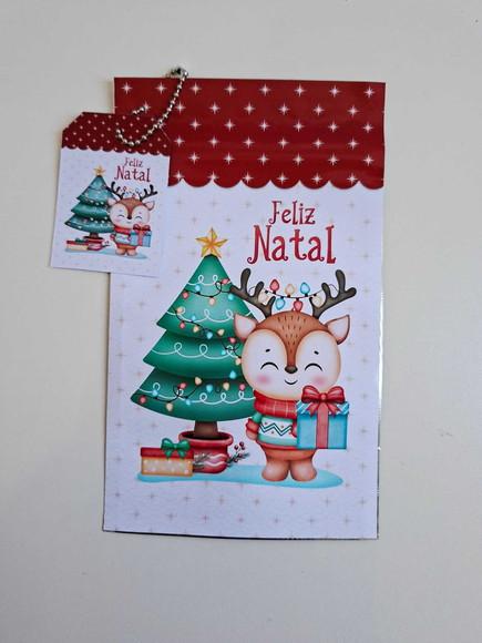 Saquinho Zip com Tag Lembrancinha 12x19,5 Natal