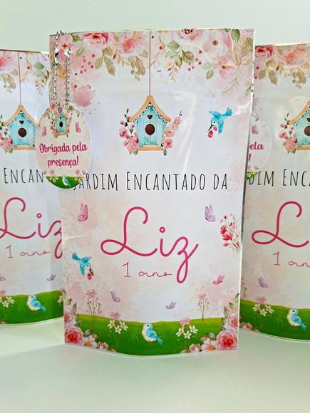Saquinho Zip com Tag Lembrancinha 12x19,5 Jardim Encantado
