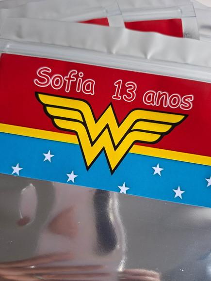Saquinho Zip para Lembrancinha 16x24 Mulher Maravilha
