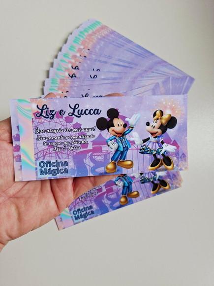 Vale Ticket Dinheirinho Personalizado Disney