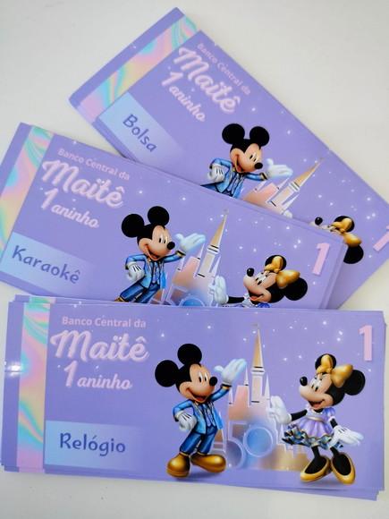 Vale Ticket Dinheirinho Personalizado Disney 50 Anos