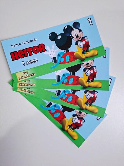 Vale Ticket Dinheirinho Personalizado Mickey