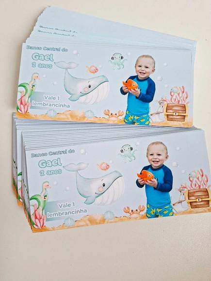Vale Ticket Dinheirinho Personalizado Fundo do Mar