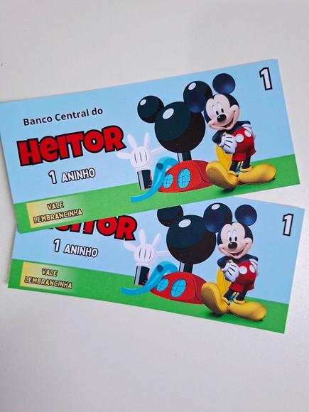 Vale Ticket Dinheirinho Personalizado Mickey