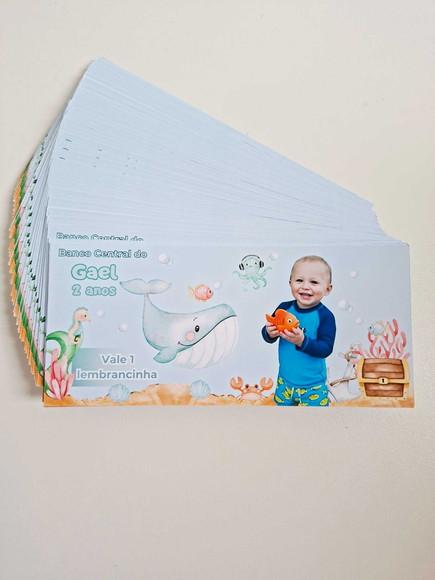 Vale Ticket Dinheirinho Personalizado Fundo do Mar