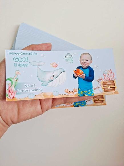 Vale Ticket Dinheirinho Personalizado Fundo do Mar