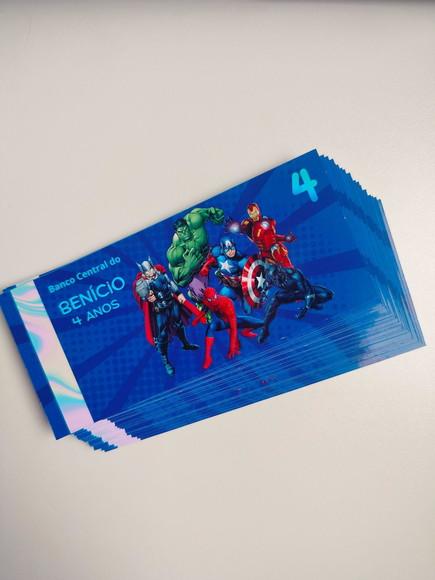 Vale Ticket Dinheirinho Personalizado Super Heróis