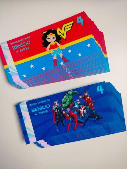 Vale Ticket Dinheirinho Personalizado Super Heróis