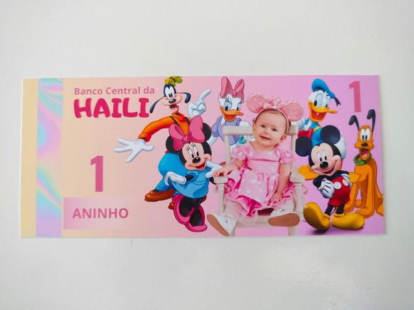 Vale Ticket Dinheirinho Personalizado Turma Mickey