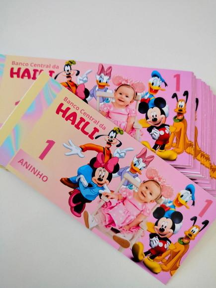 Vale Ticket Dinheirinho Personalizado Turma Mickey