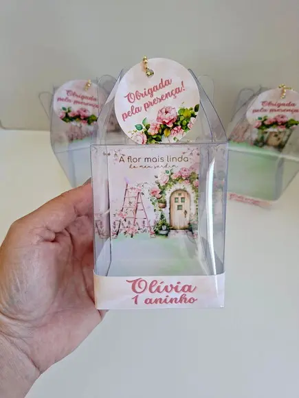 Caixinha Acetato para Relógio Lembrancinha Jardim