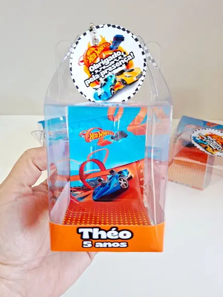 Caixinha Acetato para Relógio Lembrancinha Hotwheels