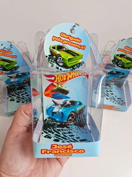 Caixinha Acetato para Relógio Lembrancinha Hotwheels