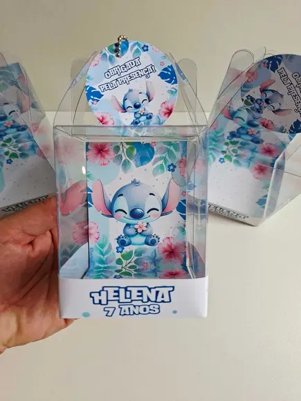 Caixinha Acetato para Relógio Lembrancinha Stitch