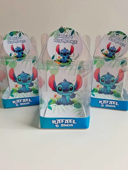 Caixinha Acetato para Relógio Lembrancinha Stitch