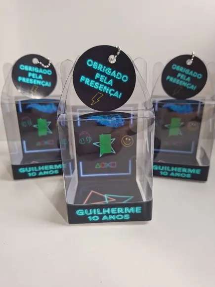 Caixinha Acetato Personalizada Lembrancinha Neon