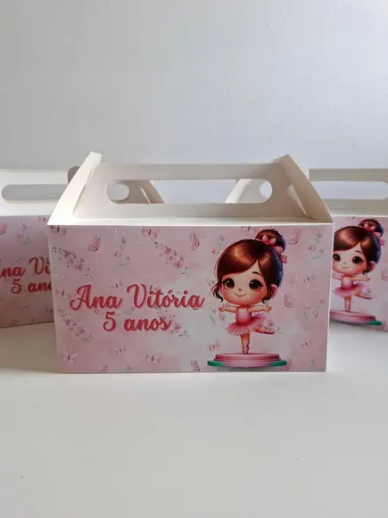 Caixinha Lancheira Personalizada Lembrancinha Bailarina