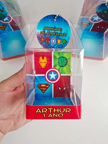 Caixinha Acetato para Relógio Lembrancinha Super Heróis
