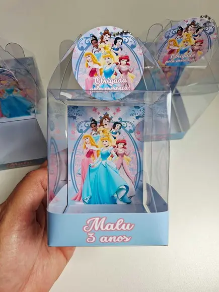 Caixinha Maleta Acetato Lembrancinha Princesas