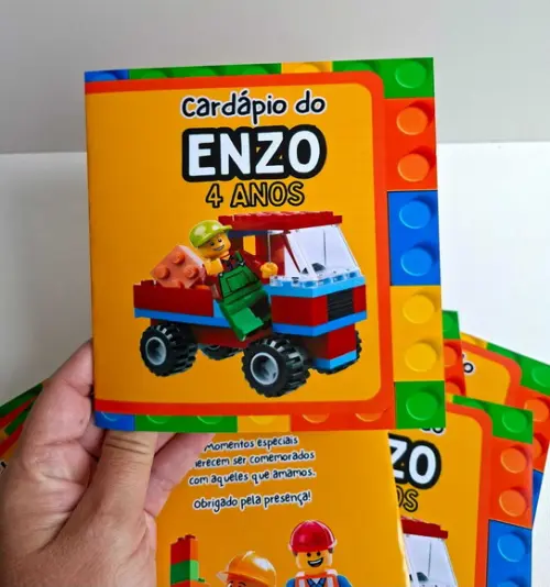 Cardápio Personalizado no Tema Escolhido Lego