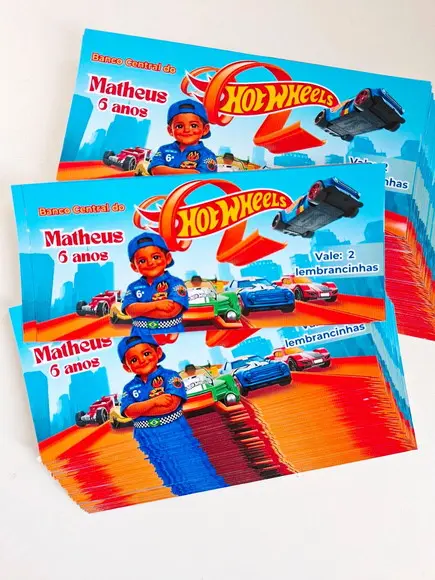 Dinheirinho Personalizado para Lembrancinha Hotwheels