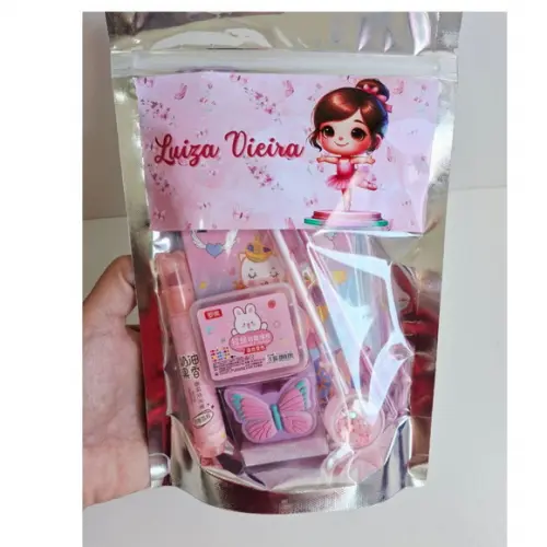 Kit Papelaria Fofa Saquinho com 6 Itens Bailarina