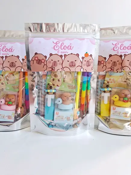 Kit Papelaria Fofa Saquinho com 6 Itens Capivara