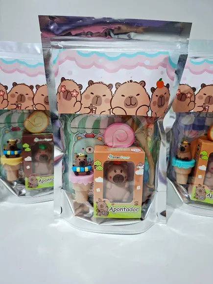 Kit Papelaria Fofa Saquinho com 6 Itens Capivara