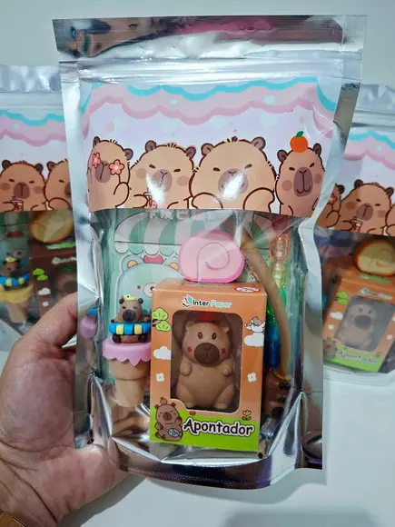 Kit Papelaria Fofa Saquinho com 6 Itens Capivara
