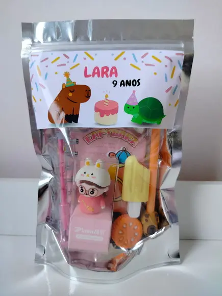 Kit Papelaria Fofa Saquinho com 6 Itens Capivara