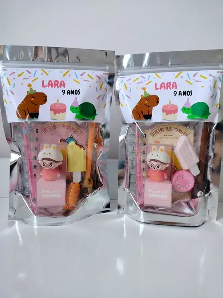 Kit Papelaria Fofa Saquinho com 6 Itens Capivara
