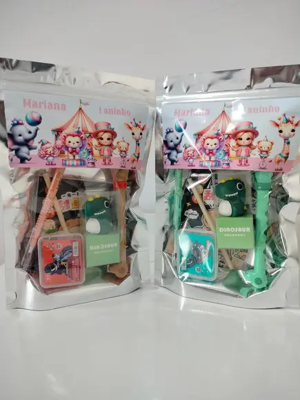 Kit Papelaria Fofa Saquinho com 6 Itens Circo Rosa